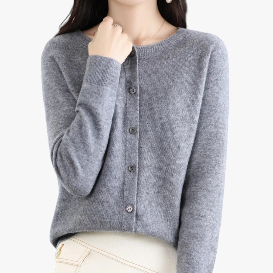 Dame Tynd Cardigan med Knapper