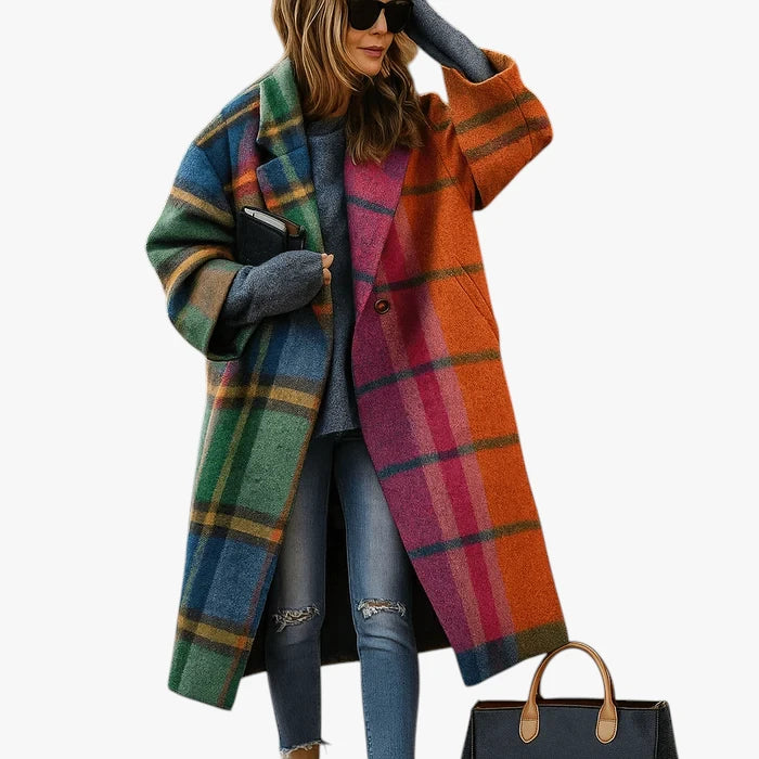 Dame Lang Oversize Frakke med Reverskrave