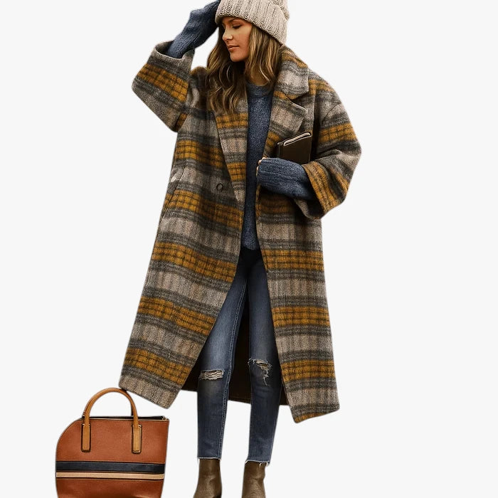 Dame Lang Oversize Frakke med Reverskrave