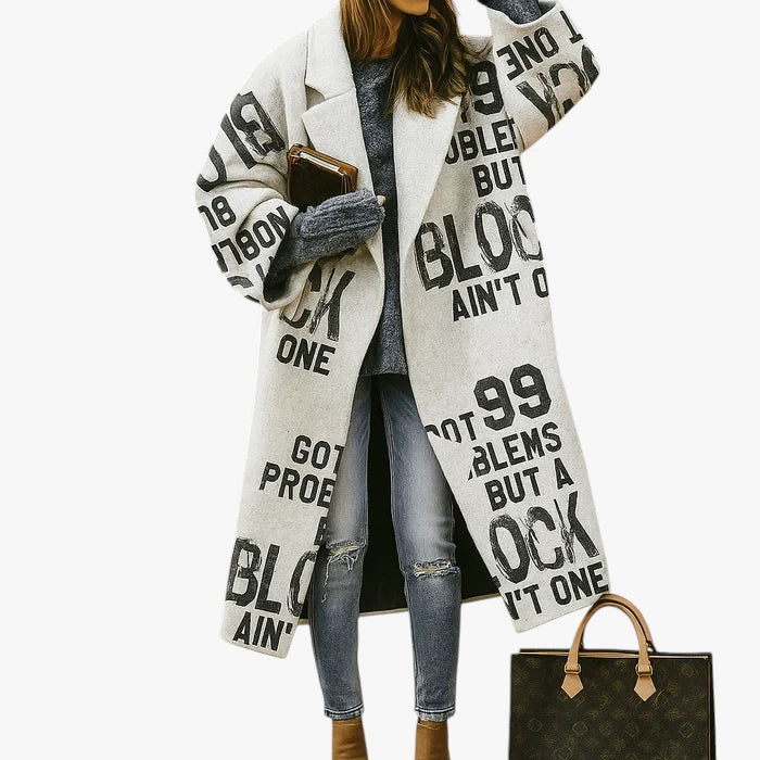 Dame Lang Oversize Frakke med Reverskrave