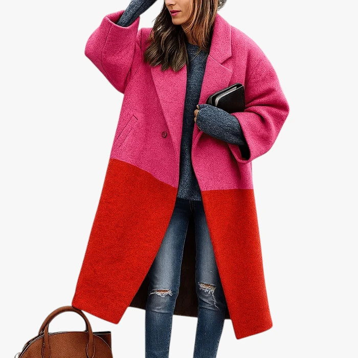Dame Lang Oversize Frakke med Reverskrave