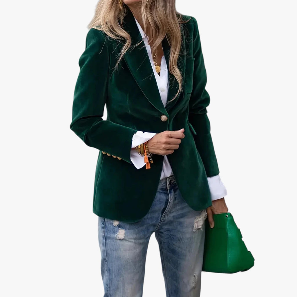 Dame Lang Slim Fit Blazer med Knaplukning