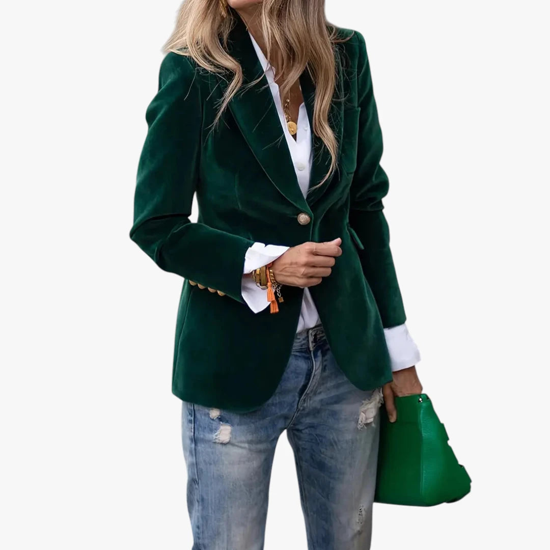 Dame Lang Slim Fit Blazer med Knaplukning