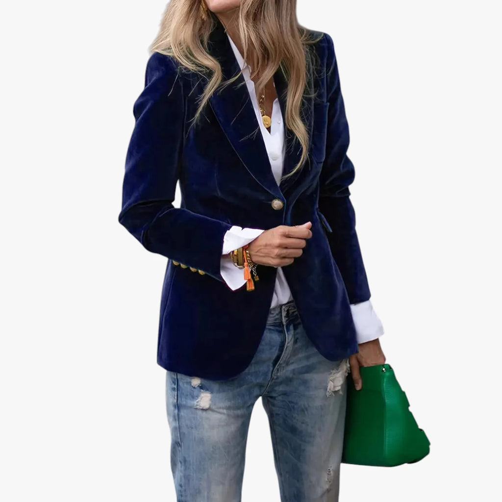 Dame Lang Slim Fit Blazer med Knaplukning