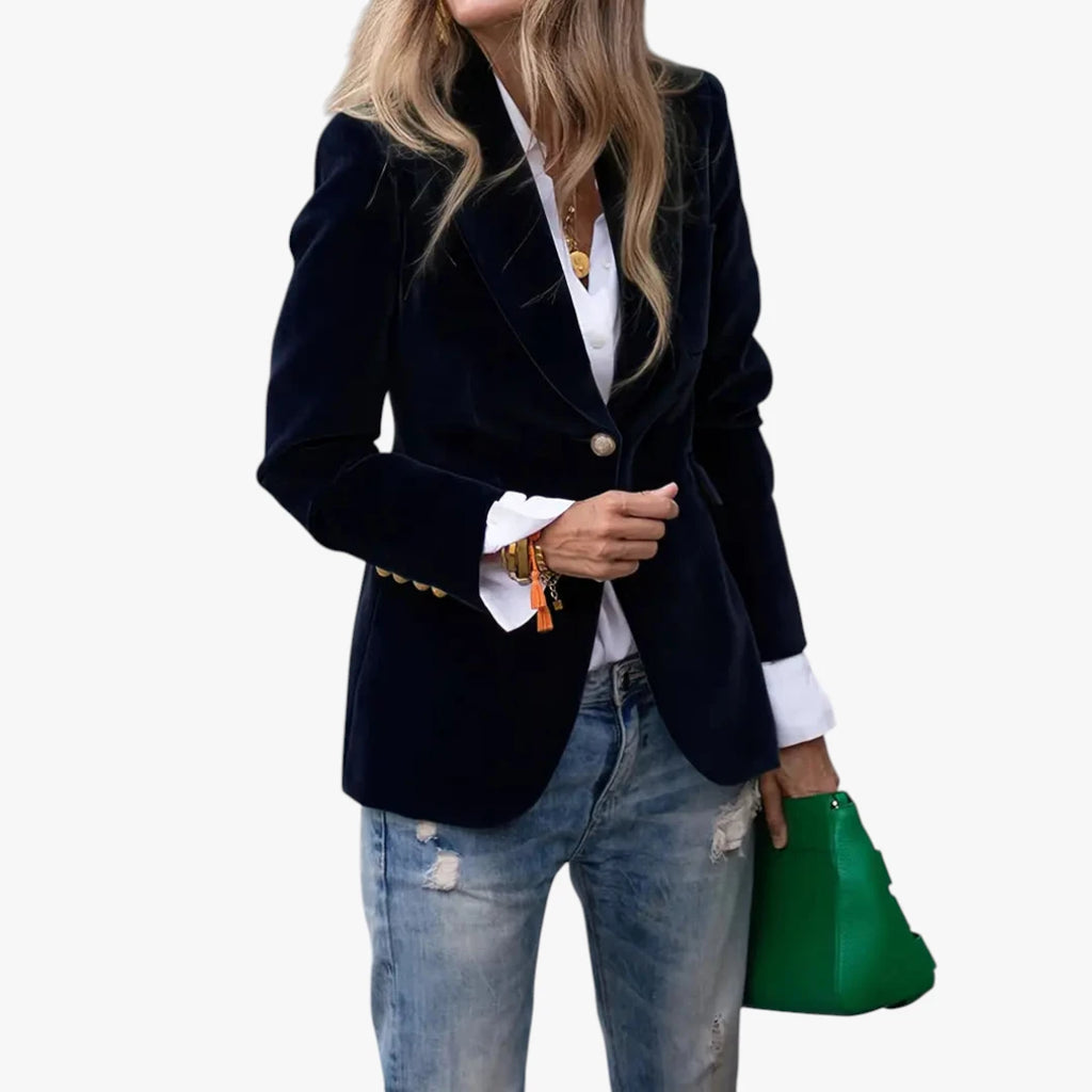 Dame Lang Slim Fit Blazer med Knaplukning