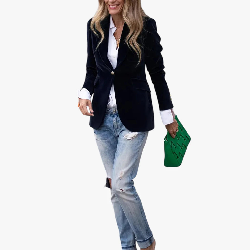 Dame Lang Slim Fit Blazer med Knaplukning