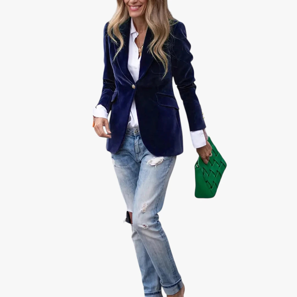 Dame Lang Slim Fit Blazer med Knaplukning