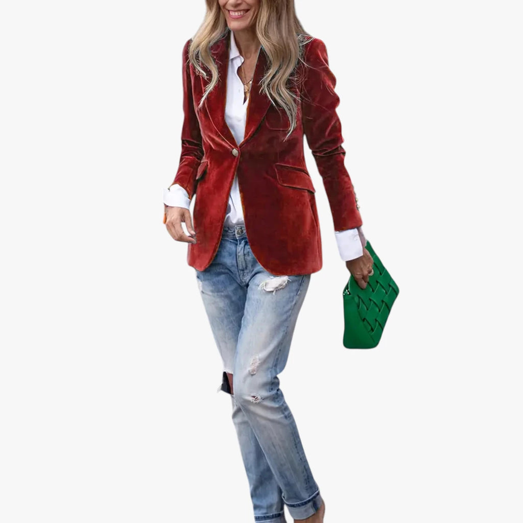 Dame Lang Slim Fit Blazer med Knaplukning