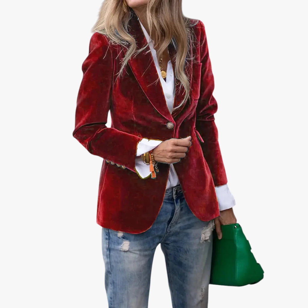 Dame Lang Slim Fit Blazer med Knaplukning