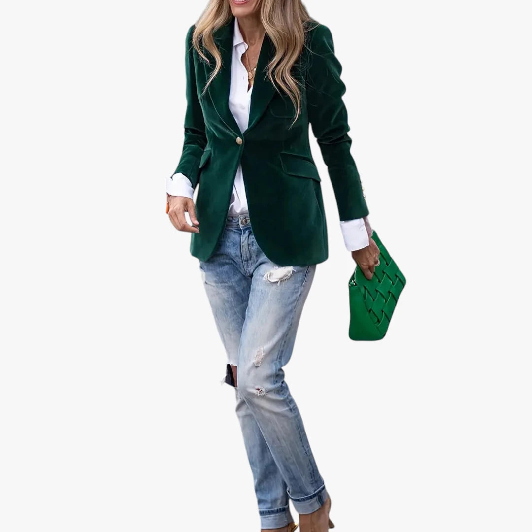 Dame Lang Slim Fit Blazer med Knaplukning