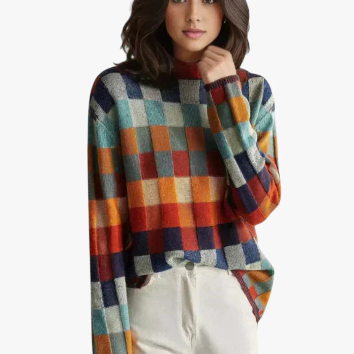 Dame Lang Sweater med Rullekrave