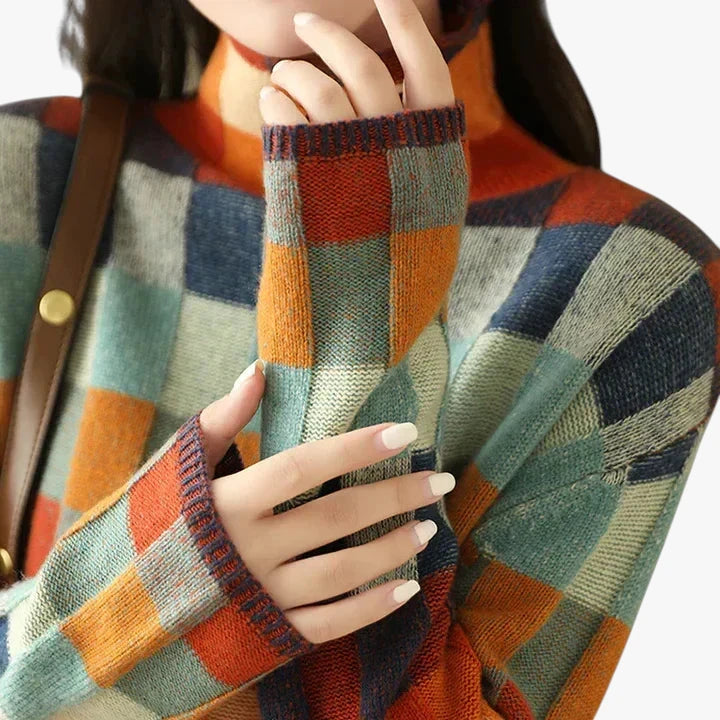 Dame Lang Sweater med Rullekrave