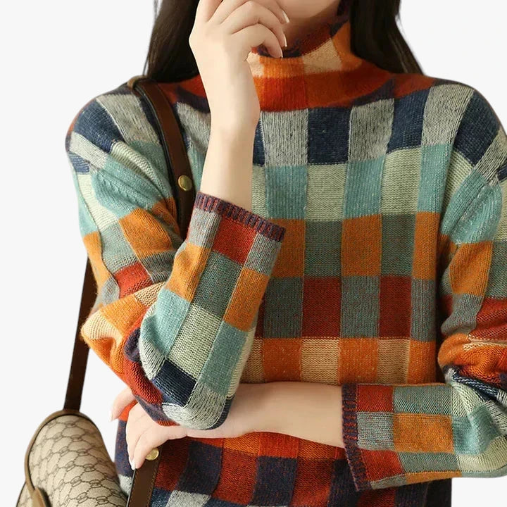 Dame Lang Sweater med Rullekrave