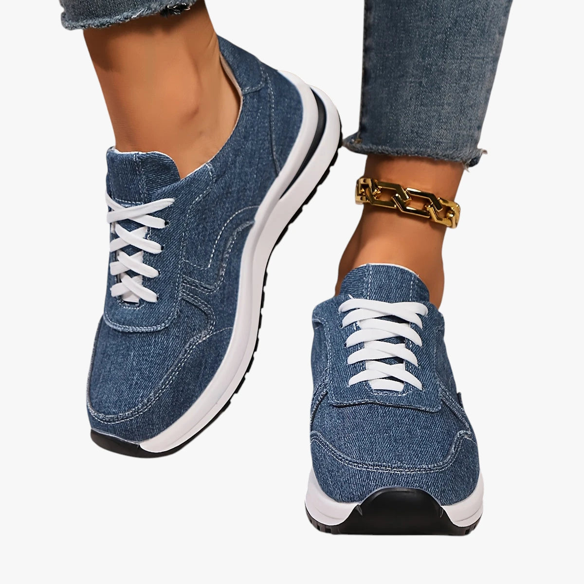 Dame Lette Brede Sneakers med For og Snøre
