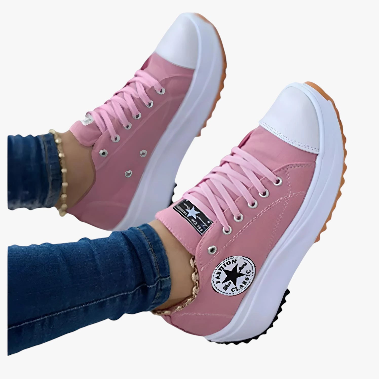 Dame Lette Chunky Sneakers med Lining og Snøre