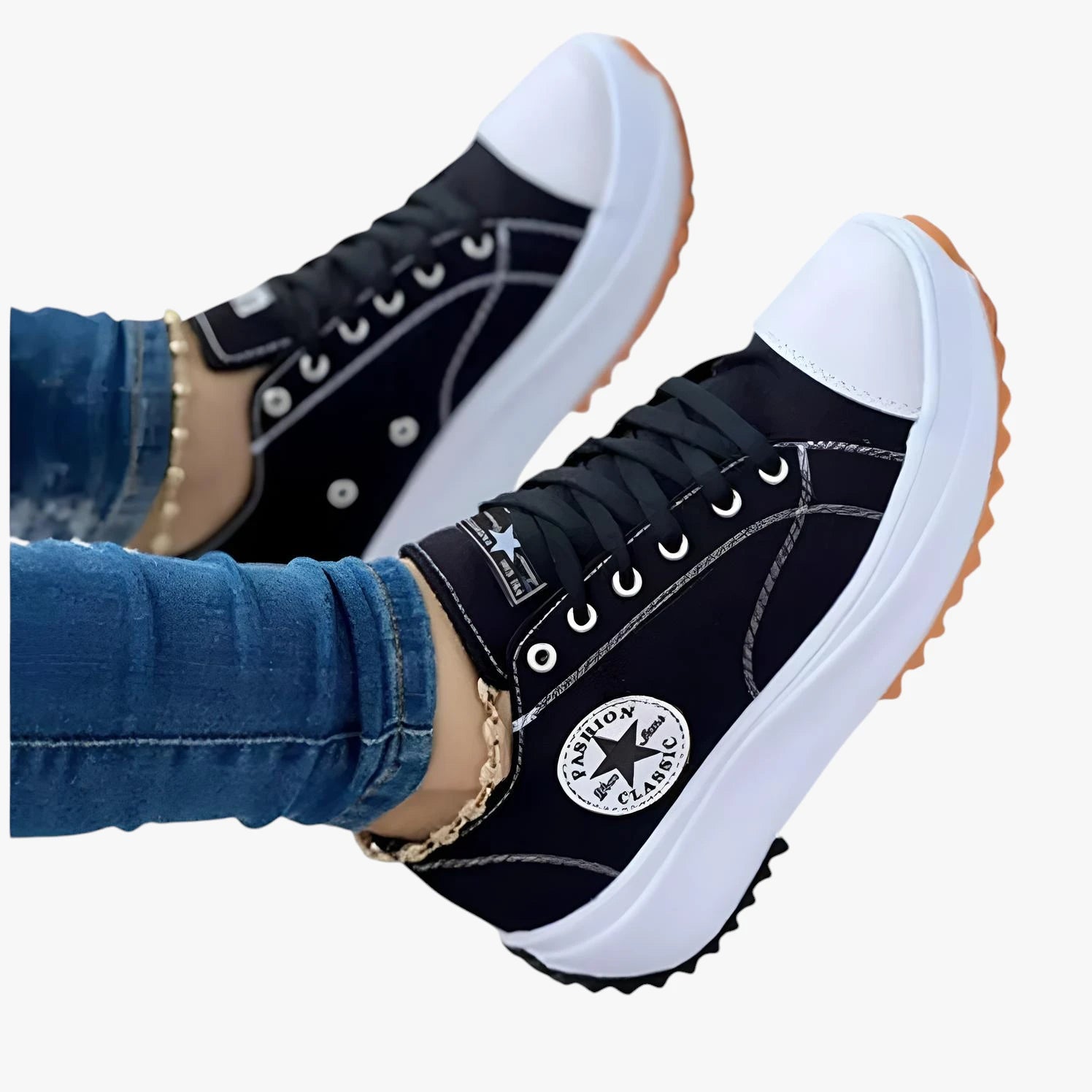 Dame Lette Chunky Sneakers med Lining og Snøre