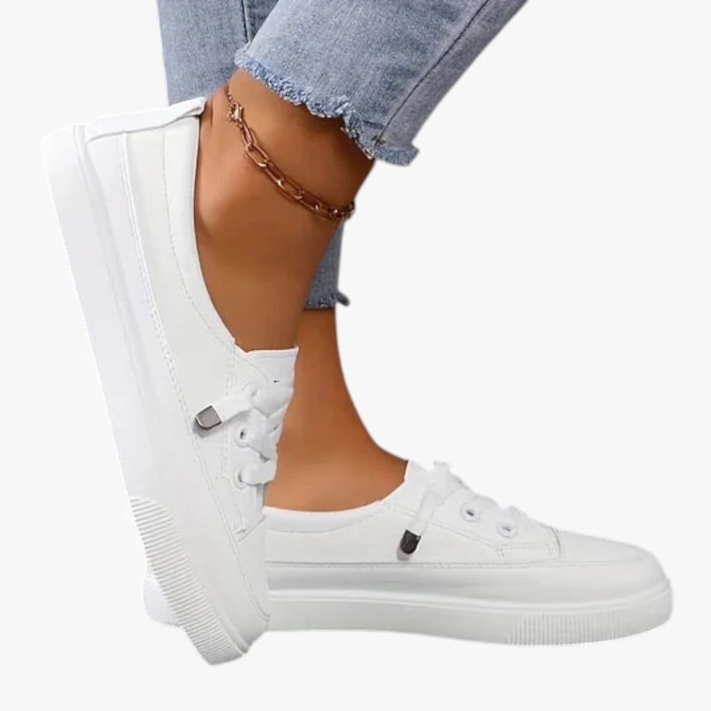 Dame Lette Lukkede Sneakers med Slip-on og Snøre