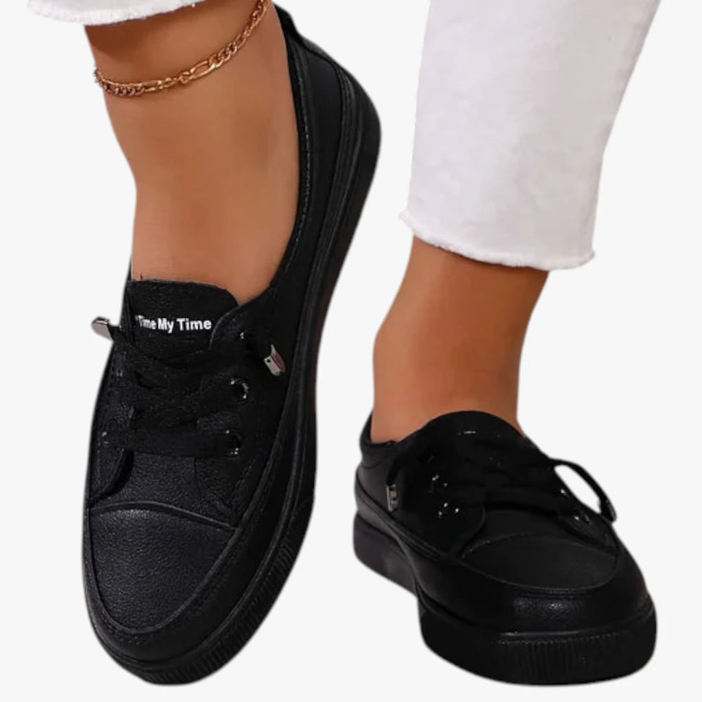 Dame Lette Lukkede Sneakers med Slip-on og Snøre