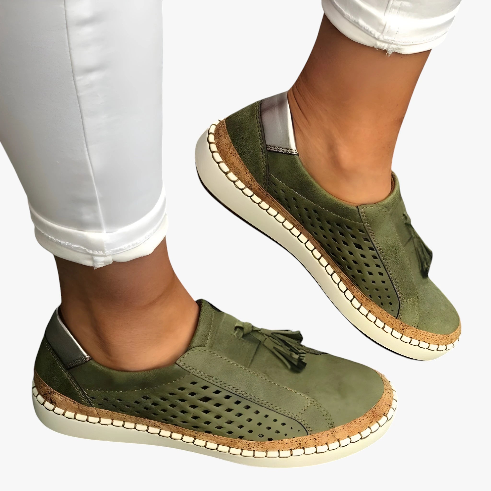 Dame Lette Slip-on Sneakers med Snøre og Anti-slip