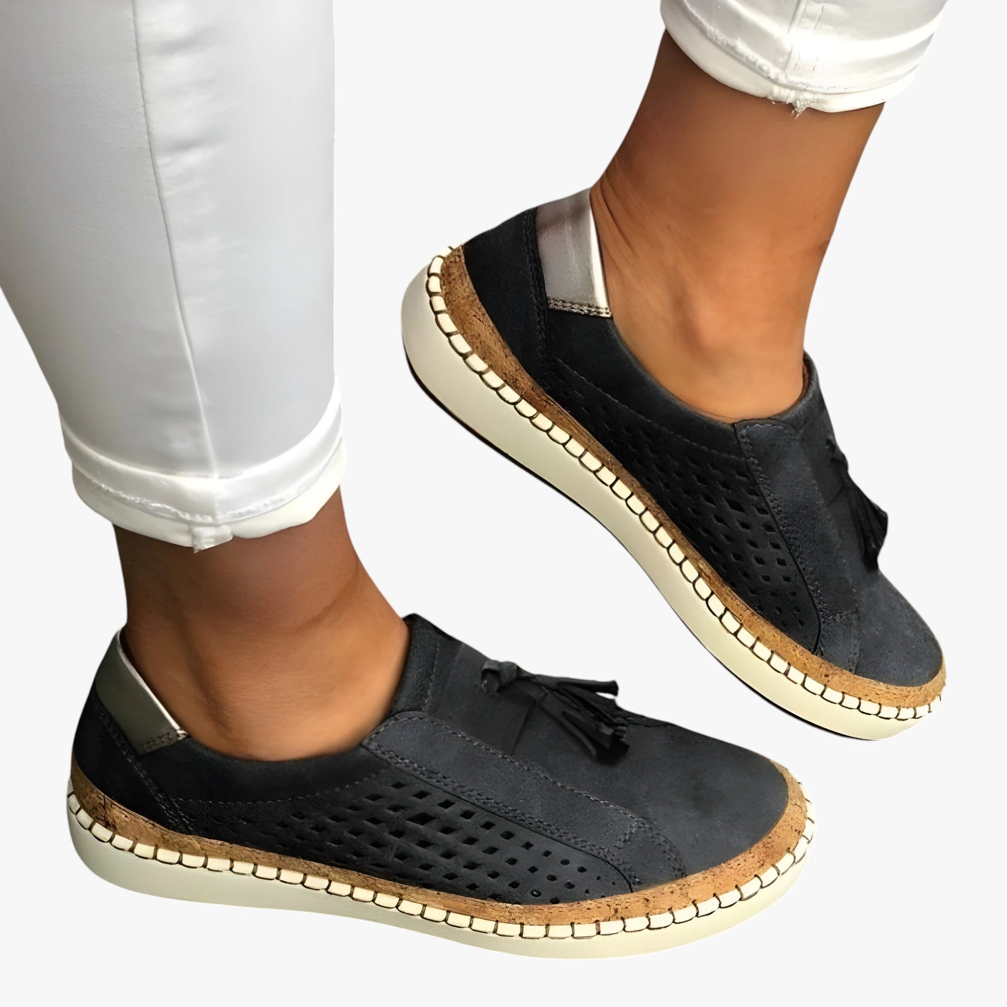 Dame Lette Slip-on Sneakers med Snøre og Anti-slip