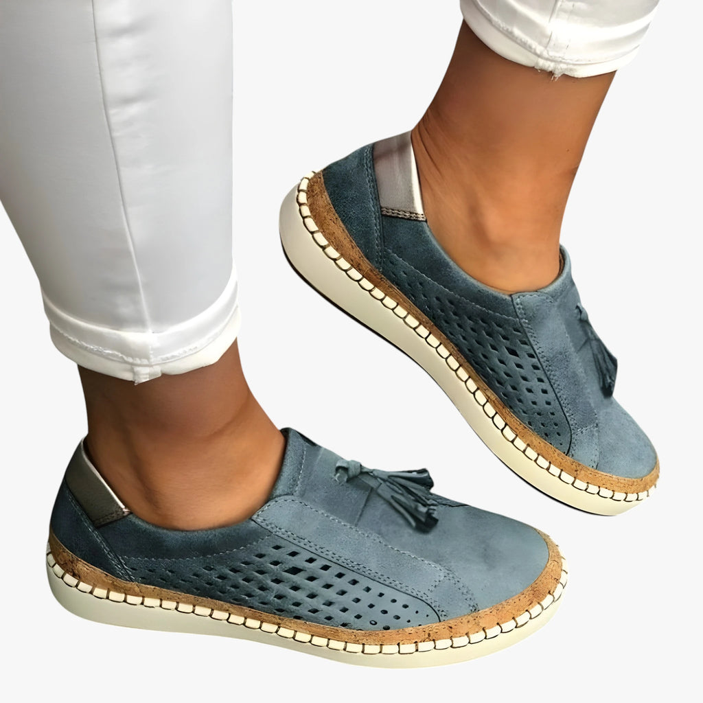 Dame Lette Slip-on Sneakers med Snøre og Anti-slip
