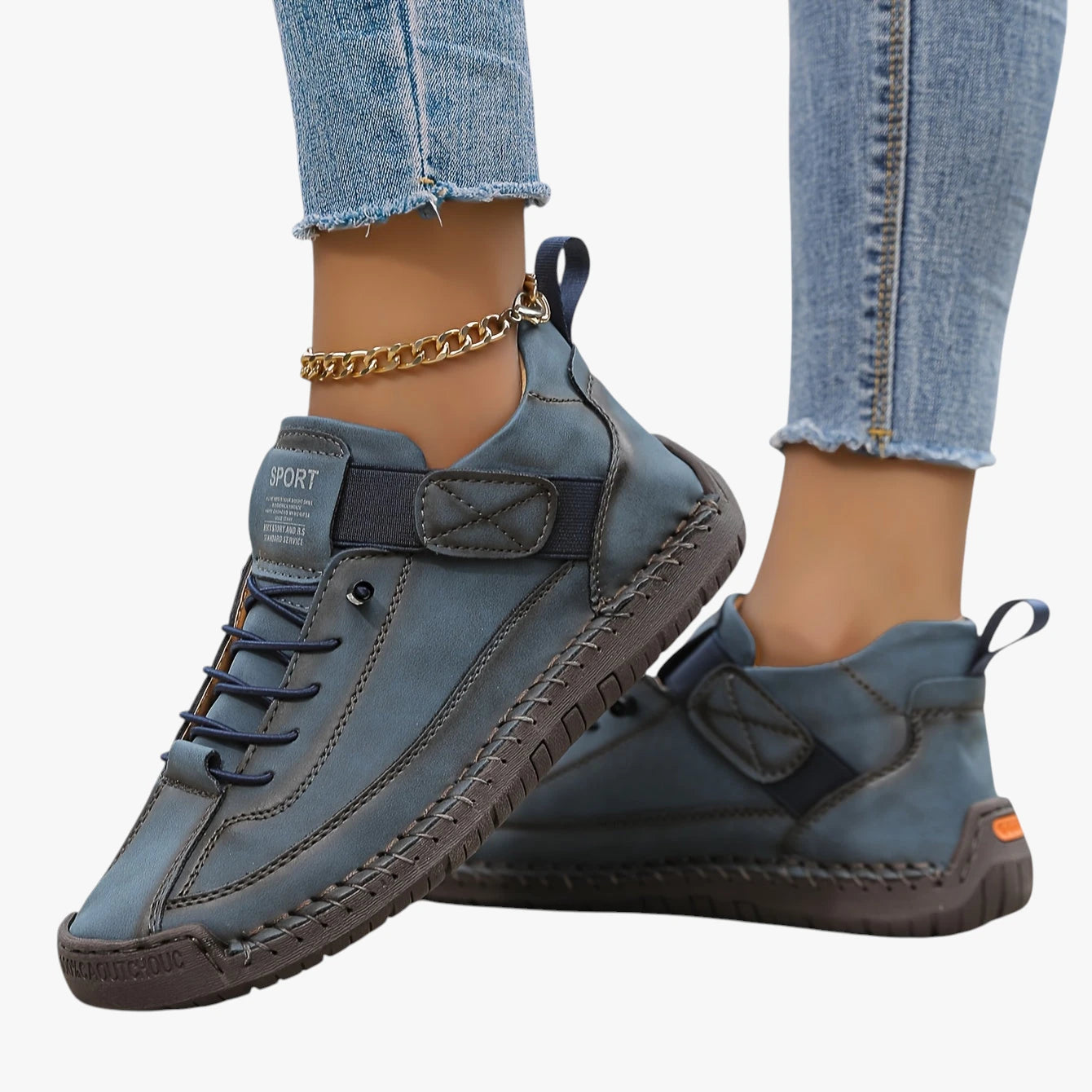 Dame Lette Slip-on Sneakers med Velcro og Snøre