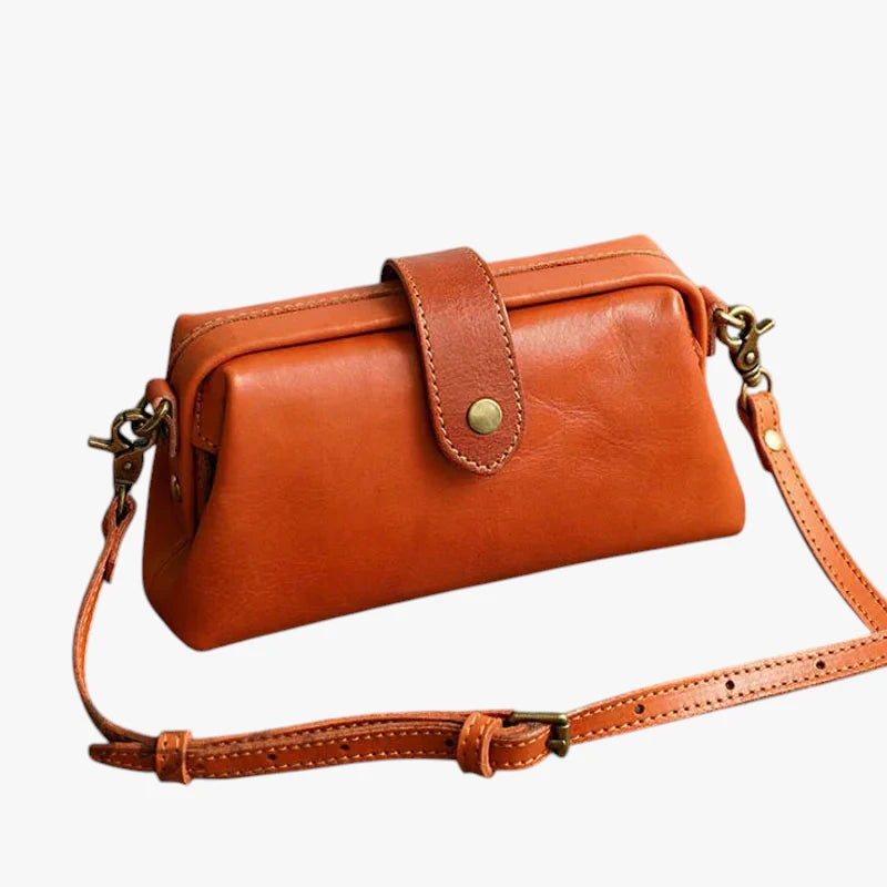 Dame Lille Vintage Crossbody Taske med Lynlås og Justerbar Rem