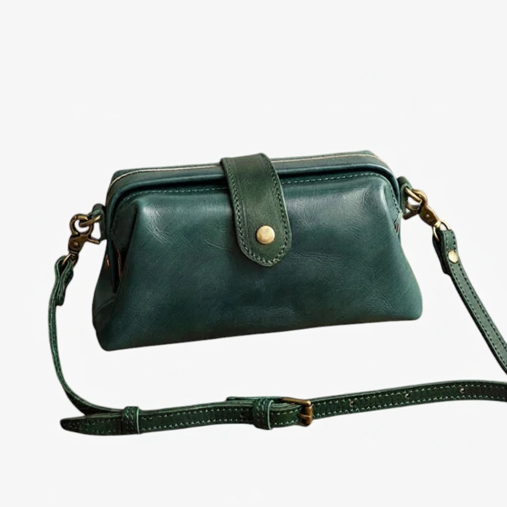 Dame Lille Vintage Crossbody Taske med Lynlås og Justerbar Rem
