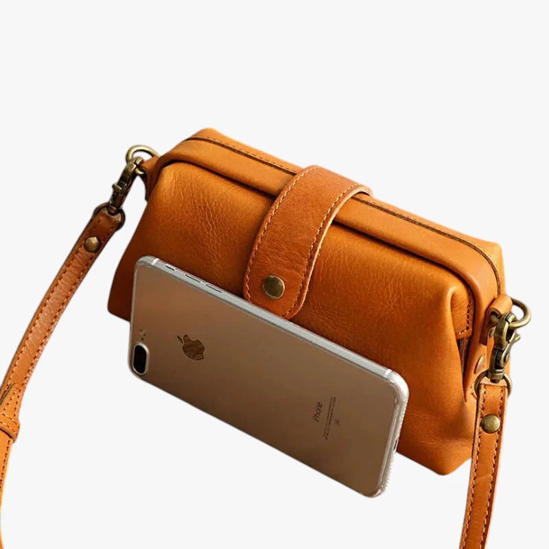 Dame Lille Vintage Crossbody Taske med Lynlås og Justerbar Rem