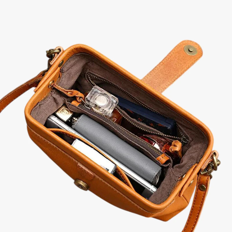 Dame Lille Vintage Crossbody Taske med Lynlås og Justerbar Rem
