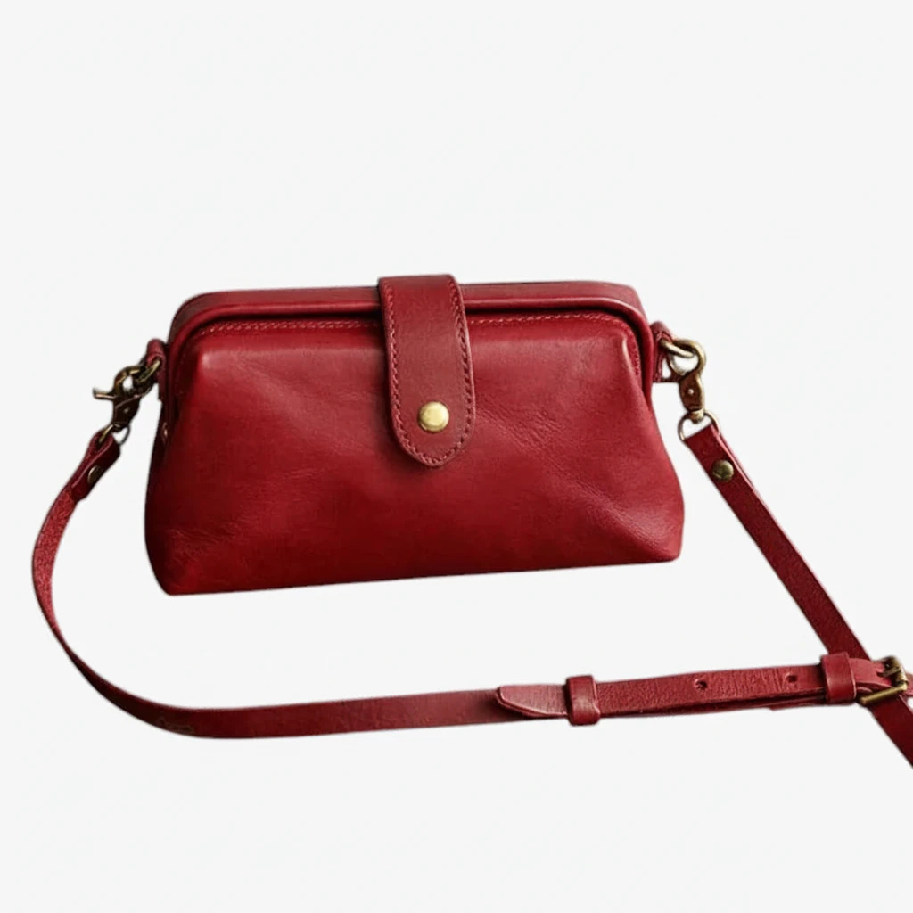 Dame Lille Vintage Crossbody Taske med Lynlås og Justerbar Rem