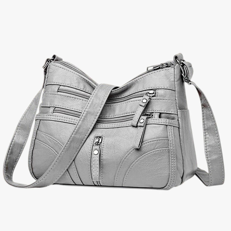 Dame Lille Vintage Crossbody Taske med Lynlås og Skulderrem