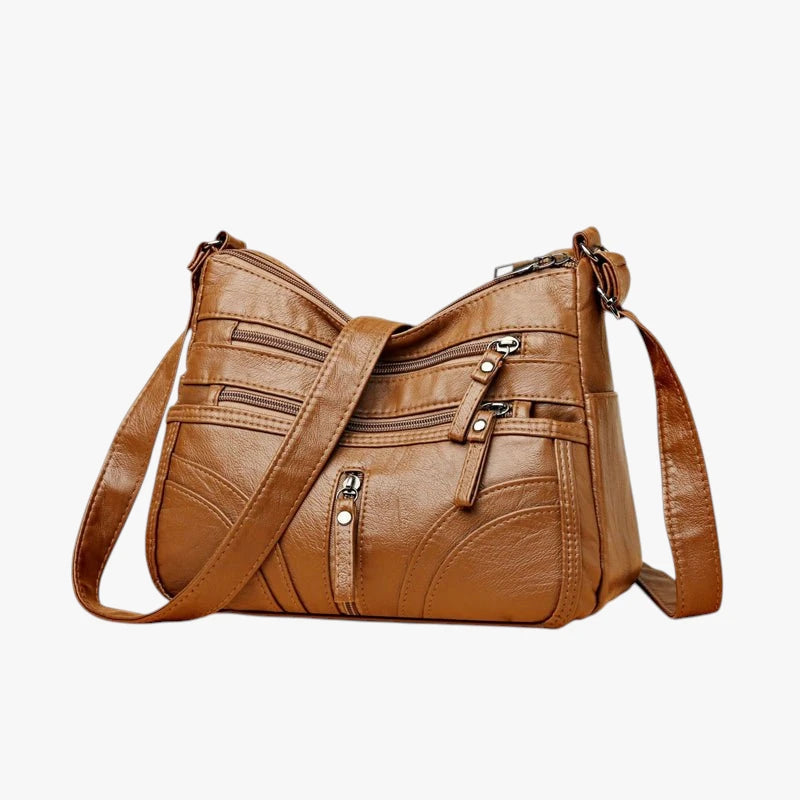 Dame Lille Vintage Crossbody Taske med Lynlås og Skulderrem
