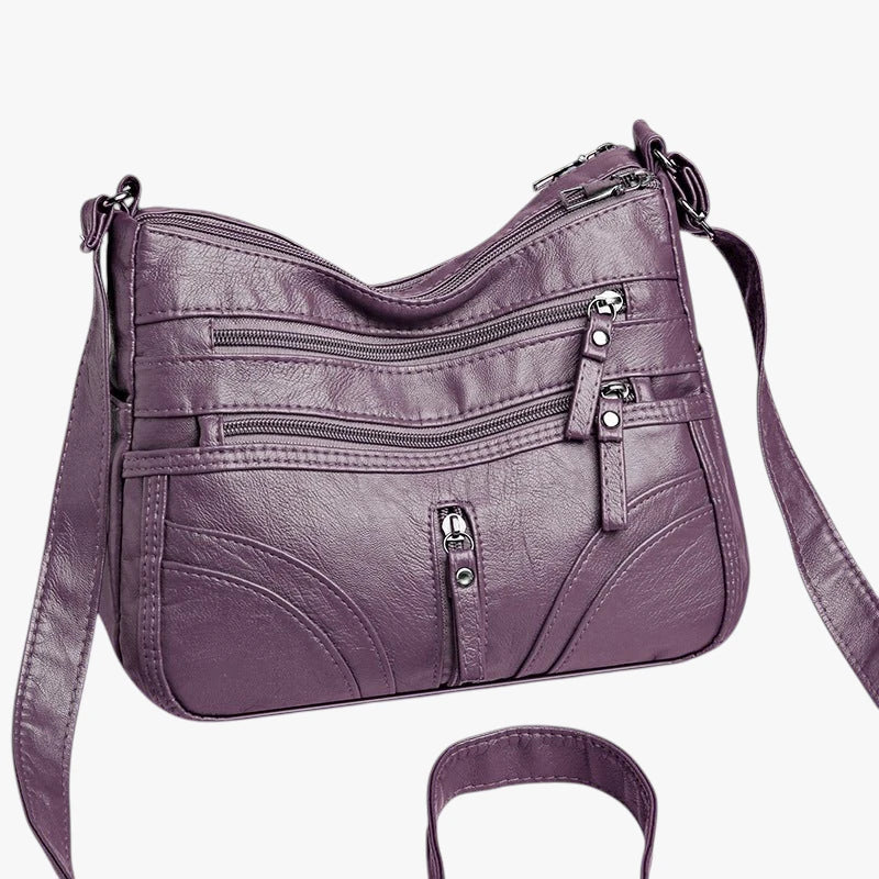 Dame Lille Vintage Crossbody Taske med Lynlås og Skulderrem