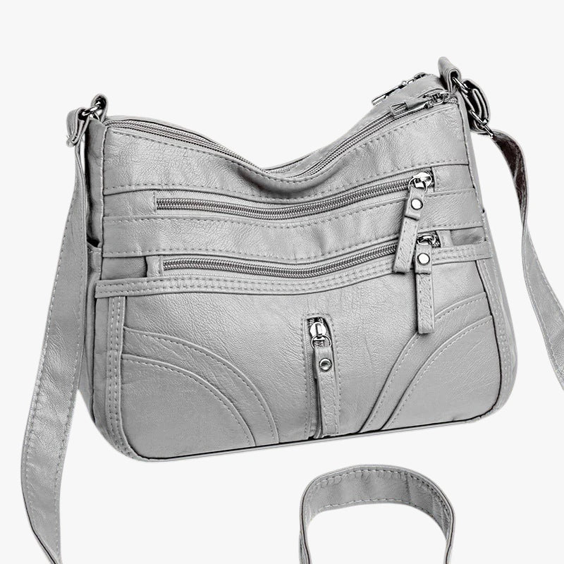 Dame Lille Vintage Crossbody Taske med Lynlås og Skulderrem