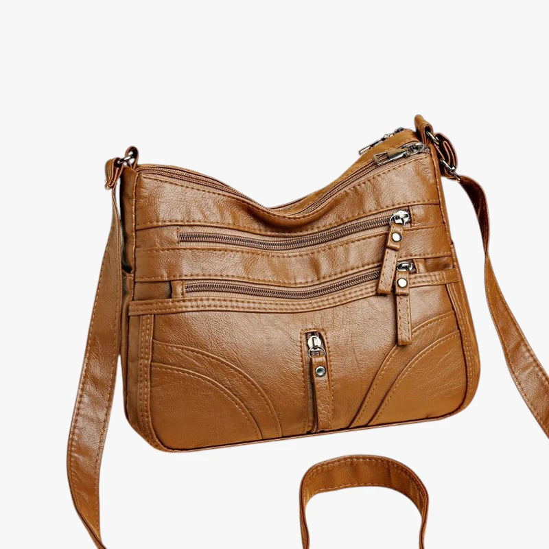 Dame Lille Vintage Crossbody Taske med Lynlås og Skulderrem