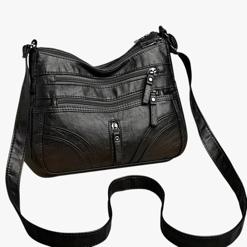Dame Lille Vintage Crossbody Taske med Lynlås og Skulderrem