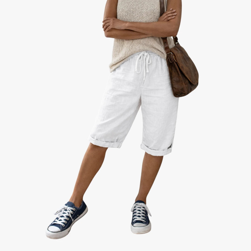 Dame Løs Knælange Shorts med Sidelommer