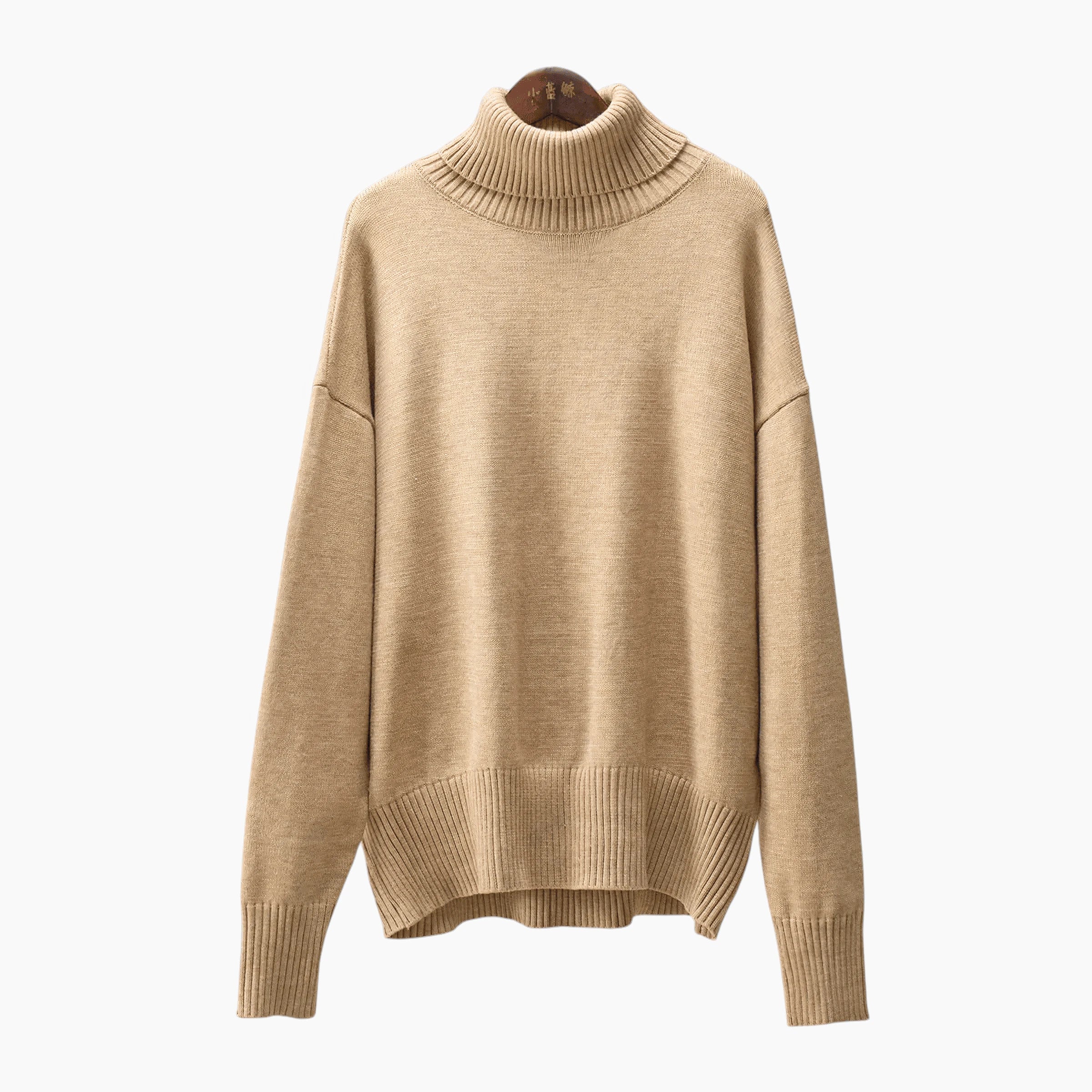 Dame Løs Sweater med Rullekrave