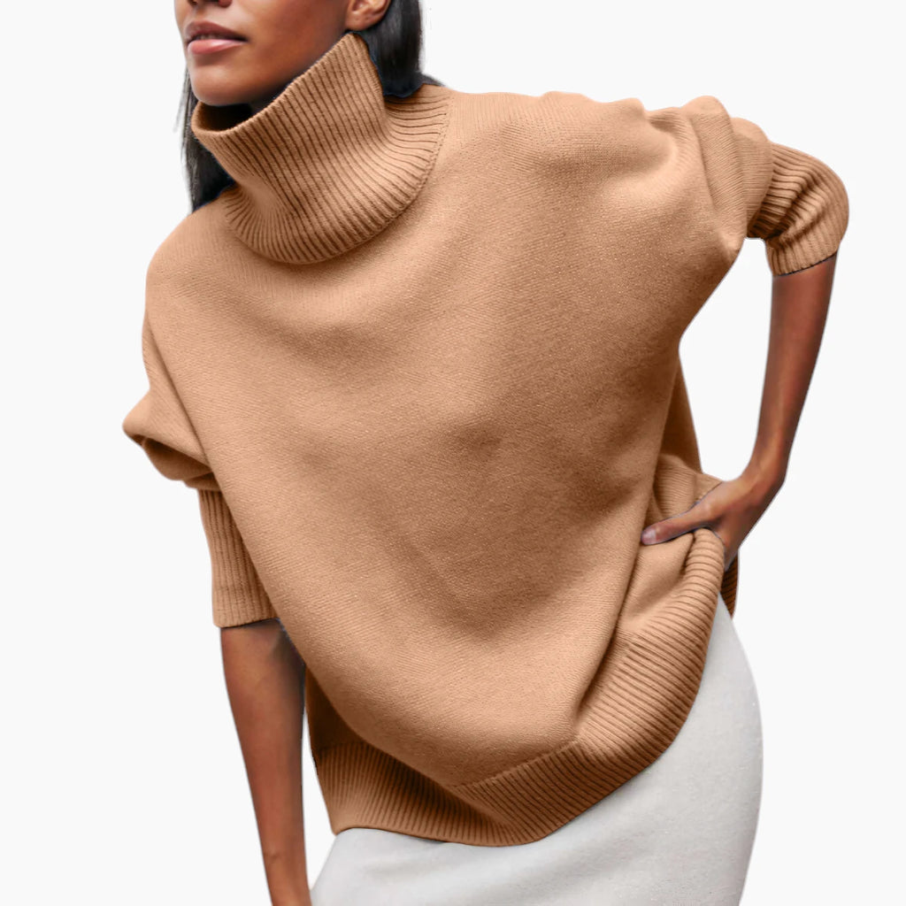 Dame Løs Sweater med Rullekrave