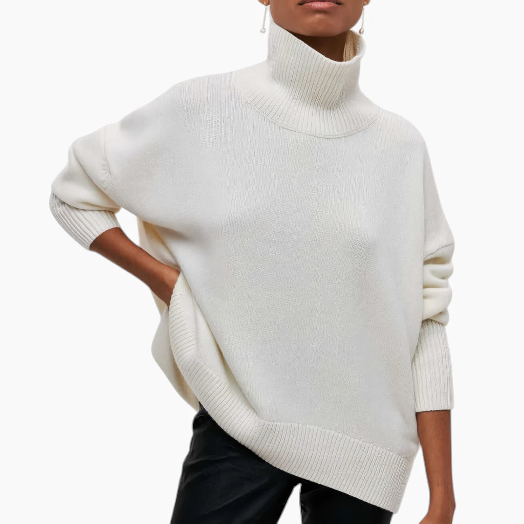 Dame Løs Sweater med Rullekrave