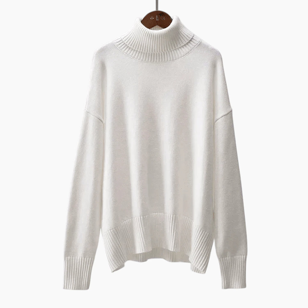 Dame Løs Sweater med Rullekrave