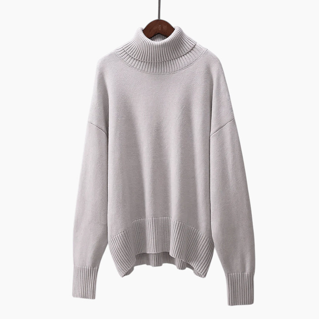 Dame Løs Sweater med Rullekrave