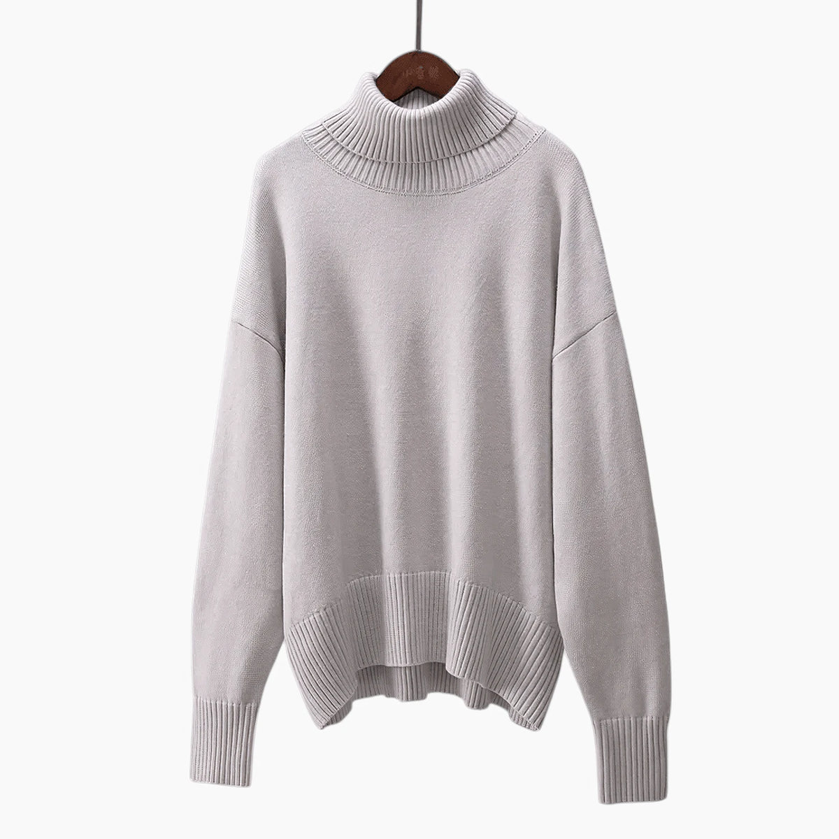 Dame Løs Sweater med Rullekrave