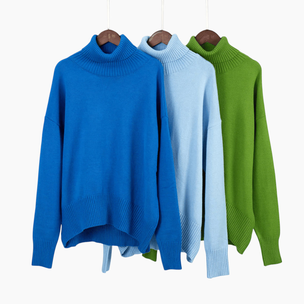 Dame Løs Sweater med Rullekrave