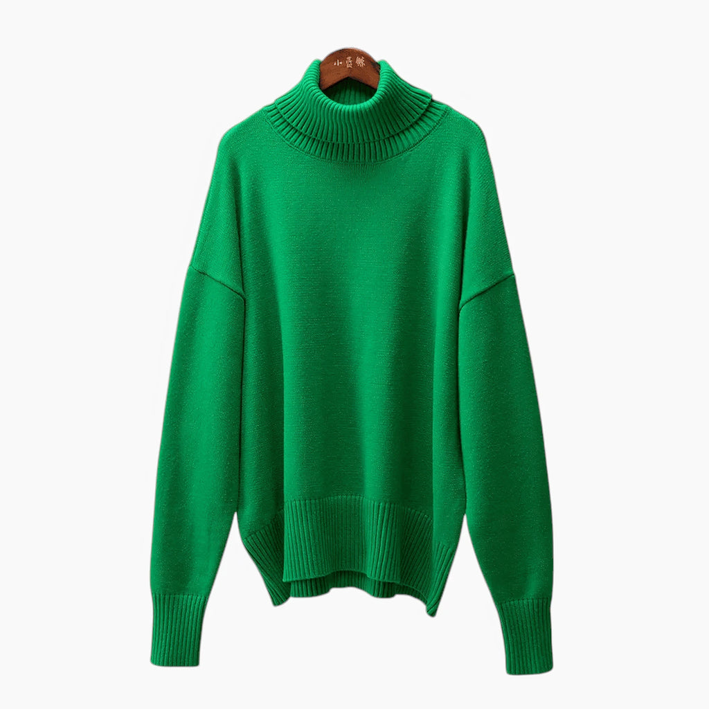 Dame Løs Sweater med Rullekrave