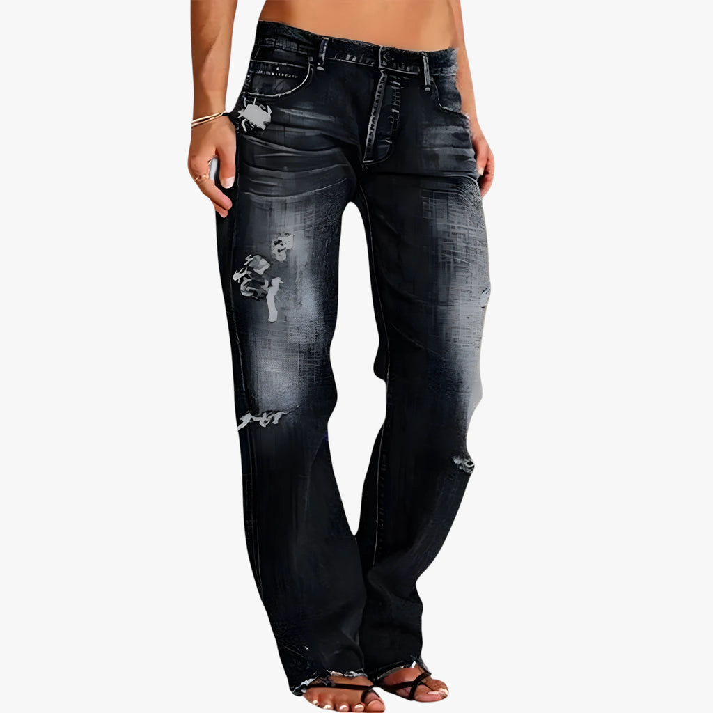 Dame Løse Jeans med Huller og Vidde