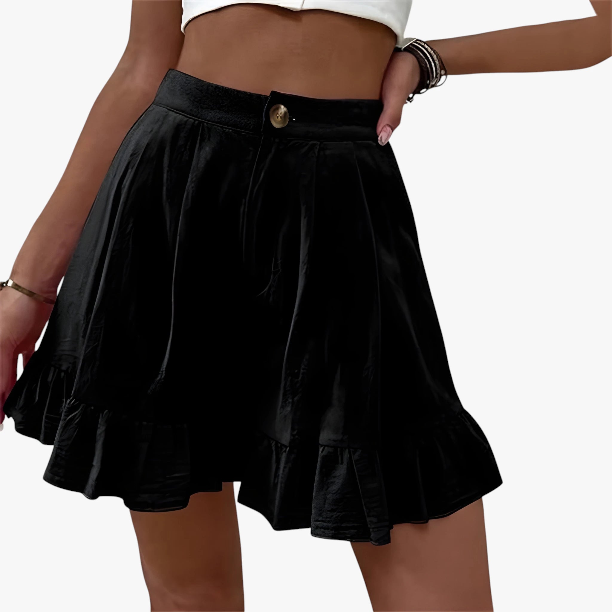 Dame Løse Shorts med Lommer og Knapper