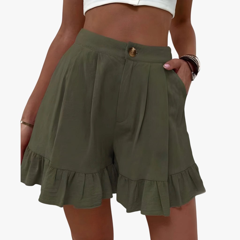 Dame Løse Shorts med Lommer og Knapper