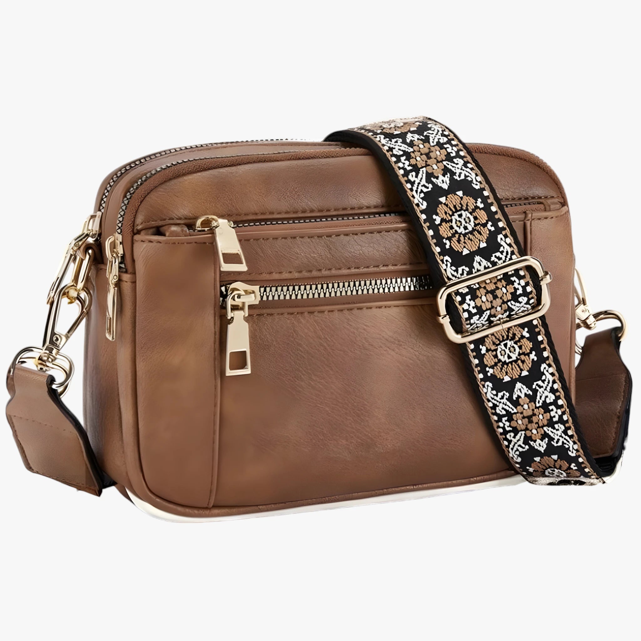 Dame Mini Crossbody Taske med Lynlås og Rem
